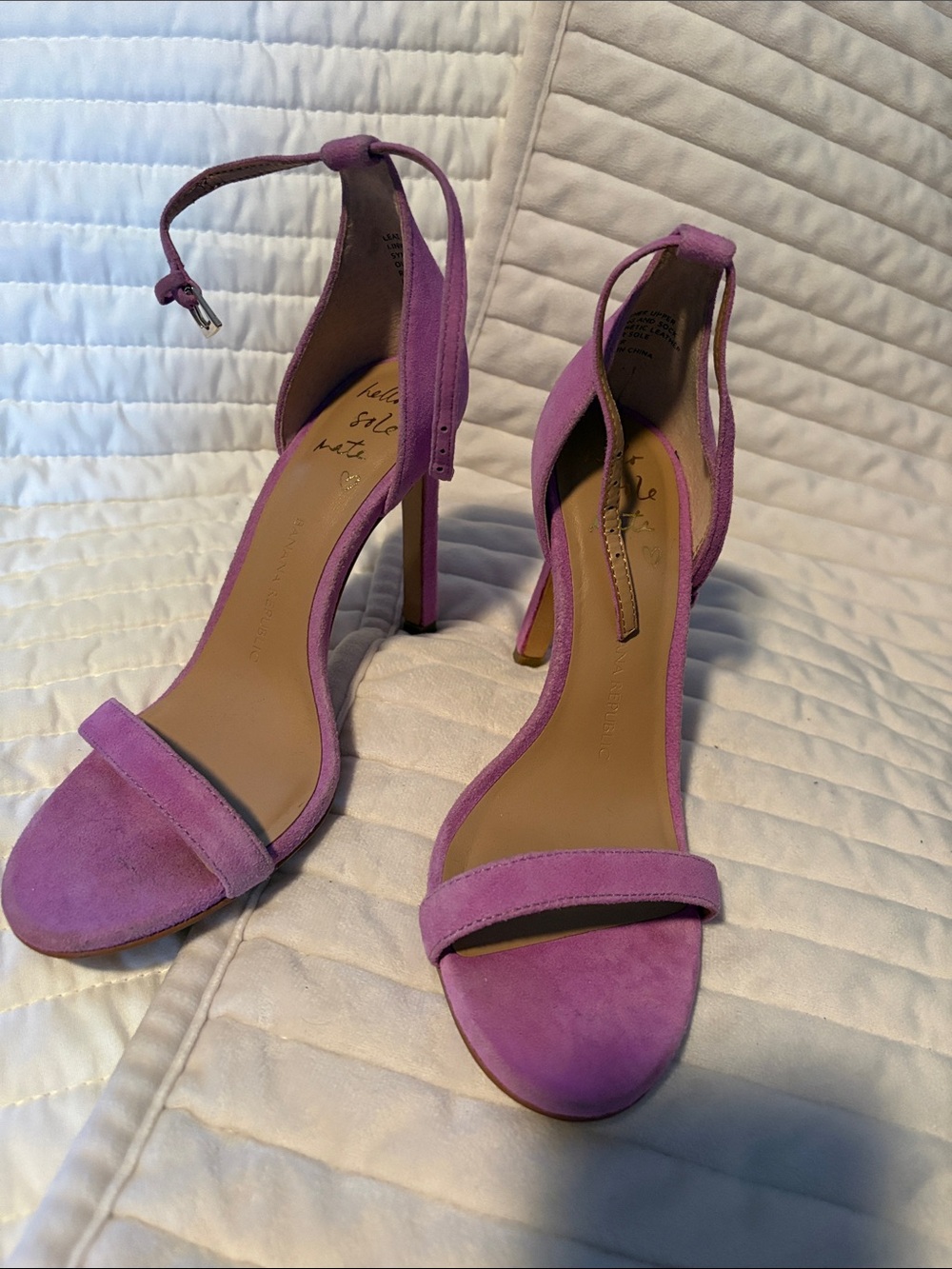 Banana Republic Lavender Pink Suede Ankle-Strap Heels